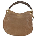 Miu Miu Shoulder Bag Leather Brown Gold Auth 177730A-2