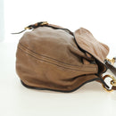 Miu Miu Shoulder Bag Leather Brown Gold Auth 177730A-4