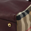BURBERRY Nova Check Shoulder Bag Canvas Leather Bordeaux Gold Auth 177737A-10