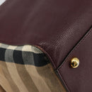 BURBERRY Nova Check Shoulder Bag Canvas Leather Bordeaux Gold Auth 177737A-11