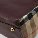 BURBERRY Nova Check Shoulder Bag Canvas Leather Bordeaux Gold Auth 177737A-12