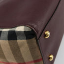 BURBERRY Nova Check Shoulder Bag Canvas Leather Bordeaux Gold Auth 177737A-13