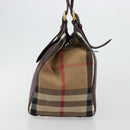 BURBERRY Nova Check Shoulder Bag Canvas Leather Bordeaux Gold Auth 177737A-5