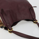 BURBERRY Nova Check Shoulder Bag Canvas Leather Bordeaux Gold Auth 177737A-6
