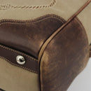 PRADA Boston Bag Canvas Beige Silver Auth 177738-8