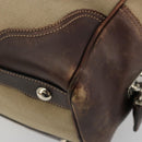 PRADA Boston Bag Canvas Beige Silver Auth 177738-16