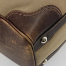 PRADA Boston Bag Canvas Beige Silver Auth 177738-17