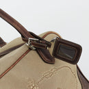 PRADA Boston Bag Canvas Beige Silver Auth 177738-18