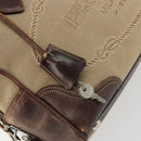 PRADA Boston Bag Canvas Beige Silver Auth 177738-19