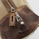 PRADA Boston Bag Canvas Beige Silver Auth 177738-20