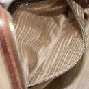 PRADA Boston Bag Canvas Beige Silver Auth 177738-26