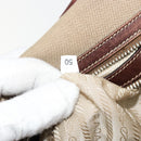 PRADA Boston Bag Canvas Beige Silver Auth 177738-10