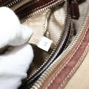 PRADA Boston Bag Canvas Beige Silver Auth 177738-11