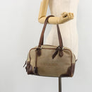 PRADA Boston Bag Canvas Beige Silver Auth 177738-27