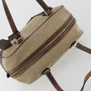 PRADA Boston Bag Canvas Beige Silver Auth 177738-6