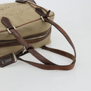 PRADA Boston Bag Canvas Beige Silver Auth 177738-7