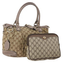 GUCCI GG Supreme Hand Bag PVC 2 Set Beige Auth 177746-1