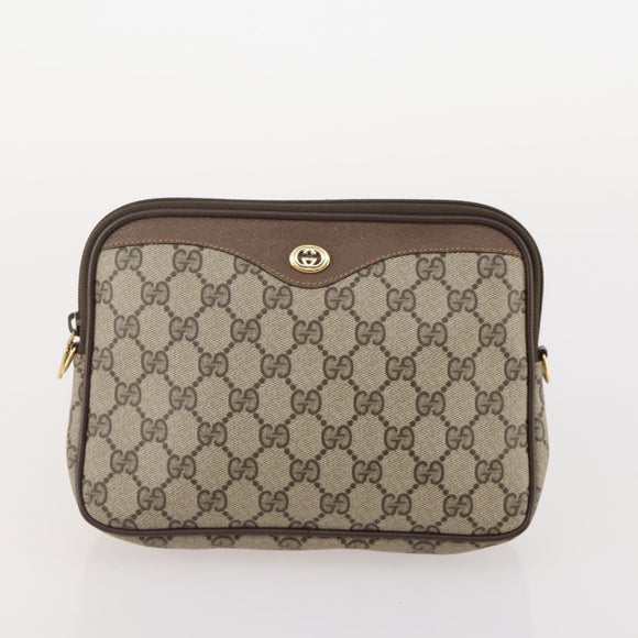 GUCCI GG Supreme Hand Bag PVC 2 Set Beige Auth 177746