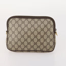 GUCCI GG Supreme Hand Bag PVC 2 Set Beige Auth 177746-12