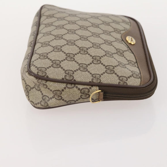 GUCCI GG Supreme Hand Bag PVC 2 Set Beige Auth 177746