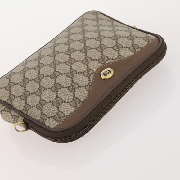 GUCCI GG Supreme Hand Bag PVC 2 Set Beige Auth 177746