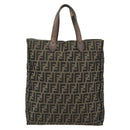 FENDI Zucca Canvas Tote Bag Black Brown Auth 177771-2