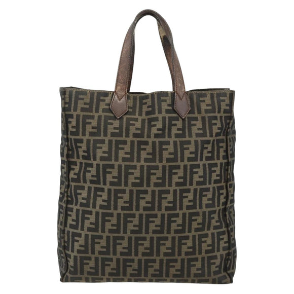 FENDI Zucca Canvas Tote Bag Black Brown Auth 177771