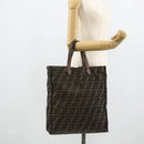 FENDI Zucca Canvas Tote Bag Black Brown Auth 177771-20
