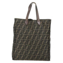 FENDI Zucca Canvas Tote Bag Black Brown Auth 177771-3