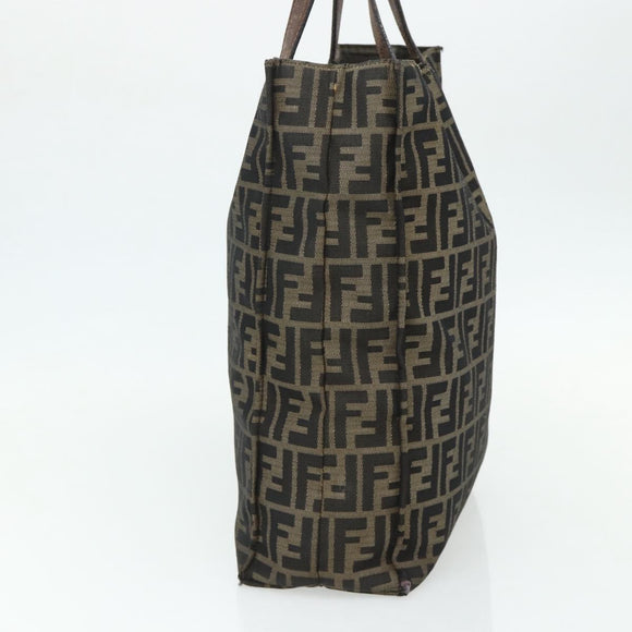 FENDI Zucca Canvas Tote Bag Black Brown Auth 177771