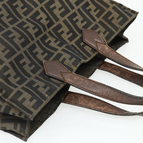 FENDI Zucca Canvas Tote Bag Black Brown Auth 177771