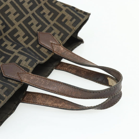 FENDI Zucca Canvas Tote Bag Black Brown Auth 177771