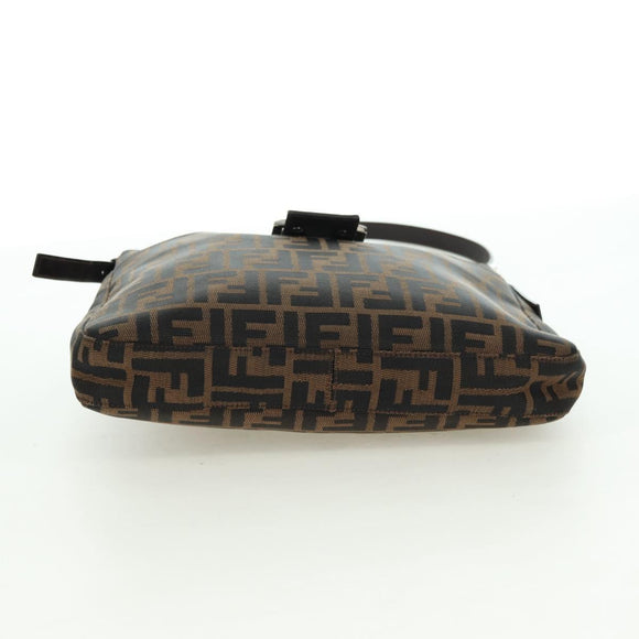 FENDI Zucca Canvas Mamma Baguette Shoulder Bag Brown Black Auth 177772SAV