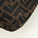 FENDI Zucca Canvas Mamma Baguette Shoulder Bag Brown Black Auth 177772SAV-16
