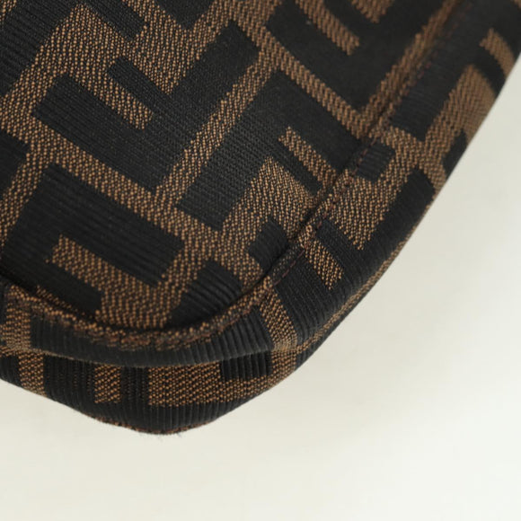 FENDI Zucca Canvas Mamma Baguette Shoulder Bag Brown Black Auth 177772SAV