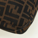 FENDI Zucca Canvas Mamma Baguette Shoulder Bag Brown Black Auth 177772SAV-17