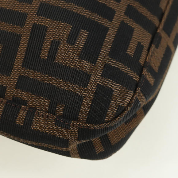 FENDI Zucca Canvas Mamma Baguette Shoulder Bag Brown Black Auth 177772SAV