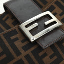 FENDI Zucca Canvas Mamma Baguette Shoulder Bag Brown Black Auth 177772SAV-19