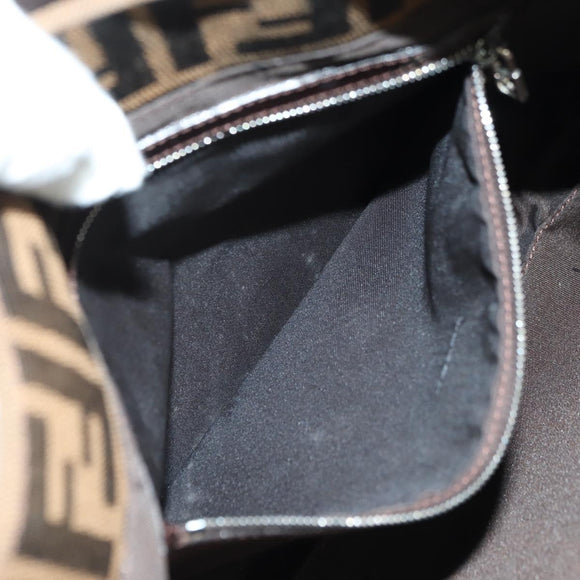 FENDI Zucca Canvas Mamma Baguette Shoulder Bag Brown Black Auth 177772SAV