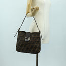 FENDI Zucca Canvas Mamma Baguette Shoulder Bag Brown Black Auth 177772SAV-27