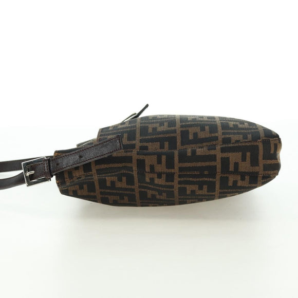 FENDI Zucca Canvas Mamma Baguette Shoulder Bag Brown Black Auth 177772SAV
