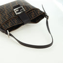 FENDI Zucca Canvas Mamma Baguette Shoulder Bag Brown Black Auth 177772SAV-7
