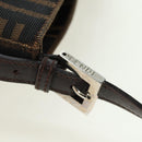 FENDI Zucca Canvas Mamma Baguette Shoulder Bag Brown Black Auth 177772SAV-8