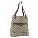 GUCCI GG Supreme Web Sherry Line Tote Bag PVC Beige Red 16 002 4487 Auth 177774-1