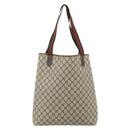 GUCCI GG Supreme Web Sherry Line Tote Bag PVC Beige Red 16 002 4487 Auth 177774-3