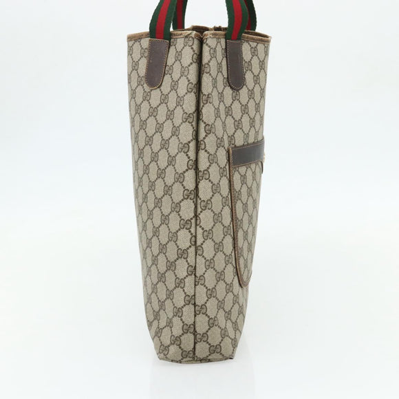 GUCCI GG Supreme Web Sherry Line Tote Bag PVC Beige Red 16 002 4487 Auth 177774