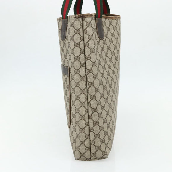 GUCCI GG Supreme Web Sherry Line Tote Bag PVC Beige Red 16 002 4487 Auth 177774
