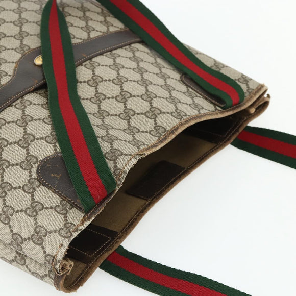 GUCCI GG Supreme Web Sherry Line Tote Bag PVC Beige Red 16 002 4487 Auth 177774
