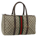 GUCCI GG Supreme Web Sherry Line Hand Bag PVC Beige Red Auth 177775-1