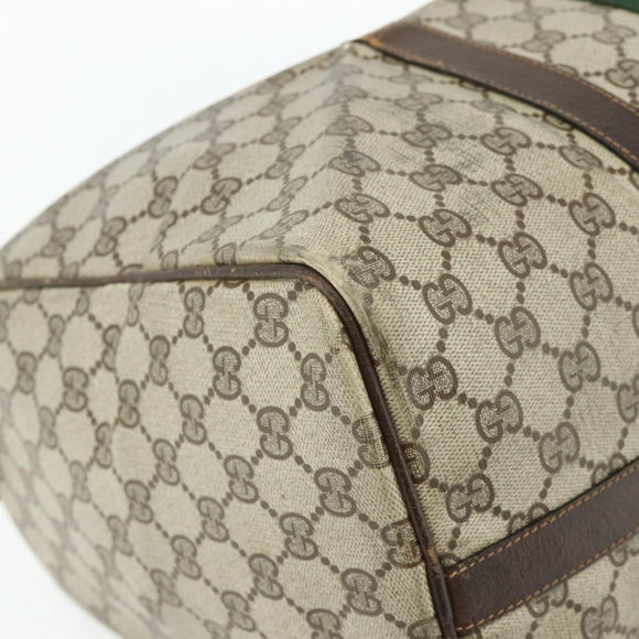 GUCCI GG Supreme Web Sherry Line Hand Bag PVC Beige Red Auth 177775